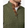 imageJMIERR Mens Cable Knit Pullover Sweater Casual Long Sleeve Stand Collar Button Knitted SweatersJungle Green