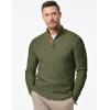imageJMIERR Mens Cable Knit Pullover Sweater Casual Long Sleeve Stand Collar Button Knitted SweatersJungle Green