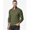 imageJMIERR Mens Cable Knit Pullover Sweater Casual Long Sleeve Stand Collar Button Knitted SweatersJungle Green