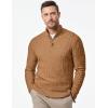 imageJMIERR Mens Cable Knit Pullover Sweater Casual Long Sleeve Stand Collar Button Knitted SweatersLight Khaki