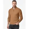 imageJMIERR Mens Cable Knit Pullover Sweater Casual Long Sleeve Stand Collar Button Knitted SweatersLight Khaki