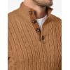 imageJMIERR Mens Cable Knit Pullover Sweater Casual Long Sleeve Stand Collar Button Knitted SweatersLight Khaki
