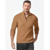 imageJMIERR Mens Cable Knit Pullover Sweater Casual Long Sleeve Stand Collar Button Knitted SweatersLight Khaki