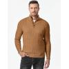 imageJMIERR Mens Cable Knit Pullover Sweater Casual Long Sleeve Stand Collar Button Knitted SweatersLight Khaki