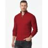 imageJMIERR Mens Cable Knit Pullover Sweater Casual Long Sleeve Stand Collar Button Knitted SweatersLight Red