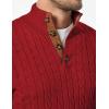 imageJMIERR Mens Cable Knit Pullover Sweater Casual Long Sleeve Stand Collar Button Knitted SweatersLight Red