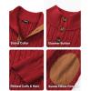 imageJMIERR Mens Cable Knit Pullover Sweater Casual Long Sleeve Stand Collar Button Knitted SweatersLight Red