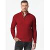 imageJMIERR Mens Cable Knit Pullover Sweater Casual Long Sleeve Stand Collar Button Knitted SweatersLight Red