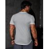 imageJMIERR Mens Muscle Slim T Shirt VNeck Longline Henley Shirt Gym Workout Athletic Tee ShirtsA Grey2