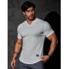 imageJMIERR Mens Muscle Slim T Shirt VNeck Longline Henley Shirt Gym Workout Athletic Tee ShirtsA Grey2