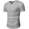 imageJMIERR Mens Muscle Slim T Shirt VNeck Longline Henley Shirt Gym Workout Athletic Tee ShirtsA Grey2