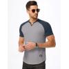 imageJMIERR Mens Muscle Slim T Shirt VNeck Longline Henley Shirt Gym Workout Athletic Tee ShirtsC Light Grey  Blue