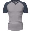 imageJMIERR Mens Muscle Slim T Shirt VNeck Longline Henley Shirt Gym Workout Athletic Tee ShirtsC Light Grey  Blue