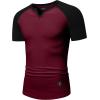 imageJMIERR Mens Muscle Slim T Shirt VNeck Longline Henley Shirt Gym Workout Athletic Tee ShirtsC Red  Black