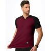 imageJMIERR Mens Muscle Slim T Shirt VNeck Longline Henley Shirt Gym Workout Athletic Tee ShirtsC Red  Black