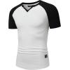 imageJMIERR Mens Muscle Slim T Shirt VNeck Longline Henley Shirt Gym Workout Athletic Tee ShirtsC White  Black