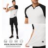 imageJMIERR Mens Muscle Slim T Shirt VNeck Longline Henley Shirt Gym Workout Athletic Tee ShirtsC White  Black