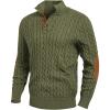 imageJMIERR Mens Cable Knit Pullover Sweater Casual Long Sleeve Stand Collar Button Knitted SweatersJungle Green