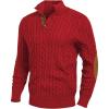 imageJMIERR Mens Cable Knit Pullover Sweater Casual Long Sleeve Stand Collar Button Knitted SweatersLight Red