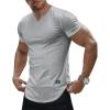 imageJMIERR Mens Muscle Slim T Shirt VNeck Longline Henley Shirt Gym Workout Athletic Tee ShirtsA Grey2