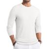imageJMIERR Mens Fall Crewneck Shirt Long Sleeve AntiWrinkle Casual Muscle T Shirts Workout Slim Fitted0 White