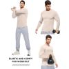 imageJMIERR Mens Fall Crewneck Shirt Long Sleeve AntiWrinkle Casual Muscle T Shirts Workout Slim FittedA Beige