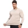 imageJMIERR Mens Fall Crewneck Shirt Long Sleeve AntiWrinkle Casual Muscle T Shirts Workout Slim FittedA Beige