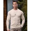 imageJMIERR Mens Fall Crewneck Shirt Long Sleeve AntiWrinkle Casual Muscle T Shirts Workout Slim FittedA Beige