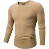 imageJMIERR Mens Fall Crewneck Shirt Long Sleeve AntiWrinkle Casual Muscle T Shirts Workout Slim FittedB Brown