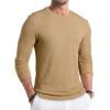 imageJMIERR Mens Fall Crewneck Shirt Long Sleeve AntiWrinkle Casual Muscle T Shirts Workout Slim FittedB Brown