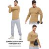 imageJMIERR Mens Fall Crewneck Shirt Long Sleeve AntiWrinkle Casual Muscle T Shirts Workout Slim FittedB Brown