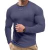 imageJMIERR Mens Fall Crewneck Shirt Long Sleeve AntiWrinkle Casual Muscle T Shirts Workout Slim FittedC Blue 2