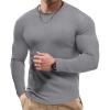 imageJMIERR Mens Fall Crewneck Shirt Long Sleeve AntiWrinkle Casual Muscle T Shirts Workout Slim FittedC Grey 2