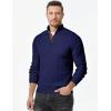 imageJMIERR Mens Cable Knit Pullover Sweater Casual Long Sleeve Stand Collar Button Knitted Sweaters
