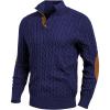 imageJMIERR Mens Cable Knit Pullover Sweater Casual Long Sleeve Stand Collar Button Knitted Sweaters