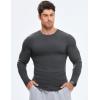imageJMIERR Mens Fall Crewneck Shirt Long Sleeve AntiWrinkle Casual Muscle T Shirts Longline Ribbed Shirts02 Dark Grey