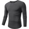 imageJMIERR Mens Fall Crewneck Shirt Long Sleeve AntiWrinkle Casual Muscle T Shirts Longline Ribbed Shirts02 Dark Grey