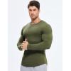 imageJMIERR Mens Fall Crewneck Shirt Long Sleeve AntiWrinkle Casual Muscle T Shirts Longline Ribbed Shirts03 Army Green
