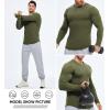 imageJMIERR Mens Fall Crewneck Shirt Long Sleeve AntiWrinkle Casual Muscle T Shirts Longline Ribbed Shirts03 Army Green