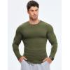 imageJMIERR Mens Fall Crewneck Shirt Long Sleeve AntiWrinkle Casual Muscle T Shirts Longline Ribbed Shirts03 Army Green