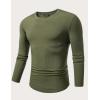 imageJMIERR Mens Fall Crewneck Shirt Long Sleeve AntiWrinkle Casual Muscle T Shirts Longline Ribbed Shirts03 Army Green