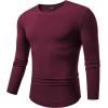 imageJMIERR Mens Fall Crewneck Shirt Long Sleeve AntiWrinkle Casual Muscle T Shirts Longline Ribbed Shirts04 Burgundy