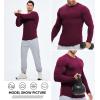 imageJMIERR Mens Fall Crewneck Shirt Long Sleeve AntiWrinkle Casual Muscle T Shirts Longline Ribbed Shirts04 Burgundy