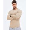 imageJMIERR Mens Fall Crewneck Shirt Long Sleeve AntiWrinkle Casual Muscle T Shirts Longline Ribbed Shirts05 Beige