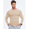 imageJMIERR Mens Fall Crewneck Shirt Long Sleeve AntiWrinkle Casual Muscle T Shirts Longline Ribbed Shirts05 Beige
