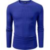 imageJMIERR Mens Fall Crewneck Shirt Long Sleeve AntiWrinkle Casual Muscle T Shirts Longline Ribbed ShirtsDark Blue