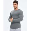 imageJMIERR Mens Fall Crewneck Shirt Long Sleeve AntiWrinkle Casual Muscle T Shirts Longline Ribbed ShirtsGray