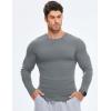 imageJMIERR Mens Fall Crewneck Shirt Long Sleeve AntiWrinkle Casual Muscle T Shirts Longline Ribbed ShirtsGray