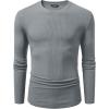 imageJMIERR Mens Fall Crewneck Shirt Long Sleeve AntiWrinkle Casual Muscle T Shirts Longline Ribbed ShirtsGray
