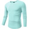 imageJMIERR Mens Fall Crewneck Shirt Long Sleeve AntiWrinkle Casual Muscle T Shirts Longline Ribbed ShirtsMint Green